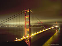 San Francisco's Golden Gate bridge at night